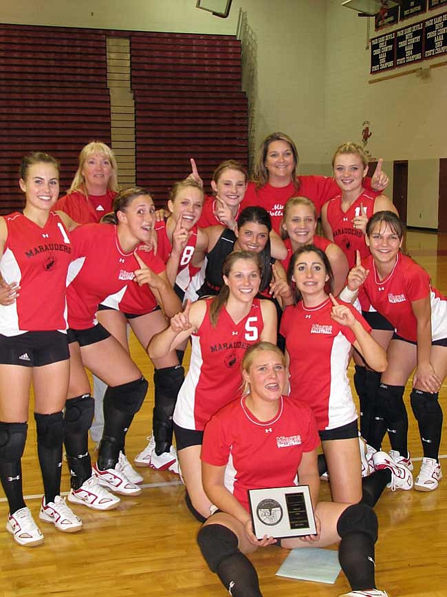 Courtesy Photo
The Mingus Volleyball teams hangs it up for the season, but not before having a successful season, which includes winning the Grand Canyon Region tournament. The team is pictured above after winning the tournament.