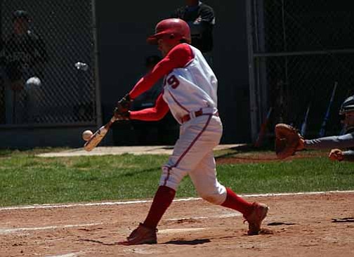 VVN/Wendy Phillippe
No. 9 Shaun McCarty came up big against Page with an RBI triple. Here he comes through again, this time with a 2-run double against Flagstaff on Saturday.
