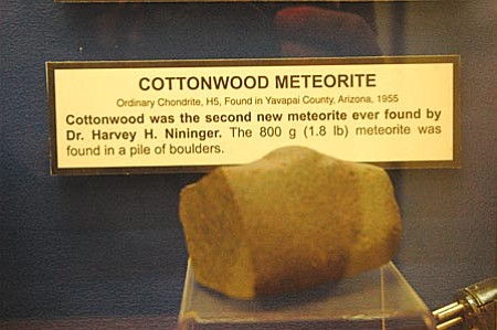 The second meteorite Nininger personally discovered was the Cottonwood Meteorite, found in a pile of rocks near Cottonwood. It is now on display in ASU's meteorite museum.