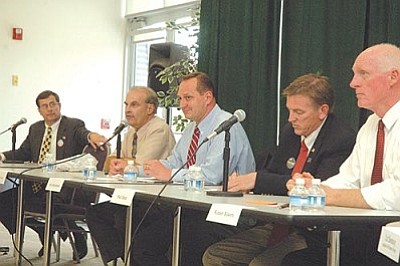 VVN/Steve Ayers<br>
Five of the eight Republican candidates hoping to challenge Ann Kirkpatrickâ€™s Congressional District 1 seat spoke at a sparsely attended forum on Tuesday at Yavapai College in Clarkdale, sponsored by the League of Women Voters.
