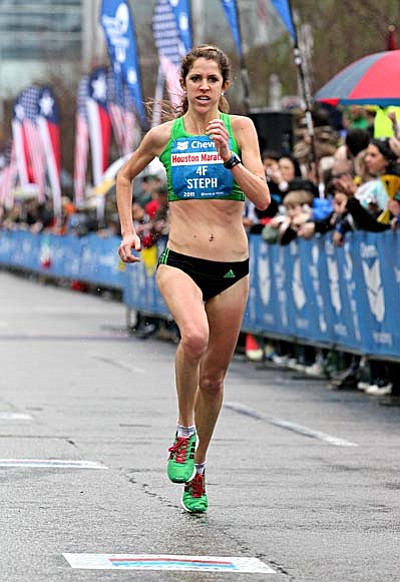 Arizona’s team USA member <b>Stephanie Rothstein</b> in the 2011 Chevron Houston Marathon. Courtesy Photo
