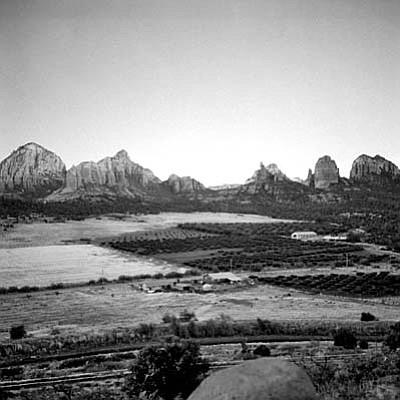 Picturesque view of the Jordan Farm and Orchard. Courtesy of Sedona Historical Society