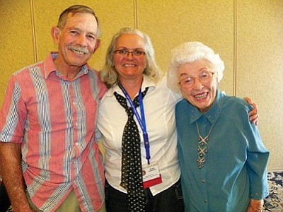 From left:  Jim Emmett, husband, Maggie Robertson and mother-in-law, Gerry Emmett.
