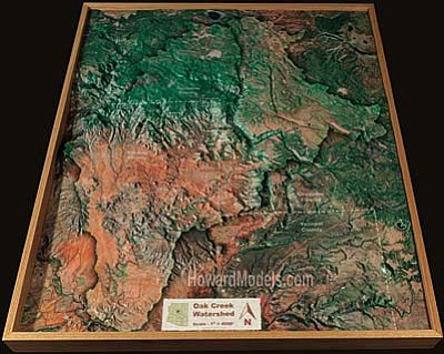 Check out Oak Creek terrain model<br /><br /><!-- 1upcrlf2 -->March 22<br /><br /><!-- 1upcrlf2 -->The Oak Creek Watershed Council (OCWC) volunteer group &#8216;Friends of Oak Creek&#8217; (FOC) will be celebrating World Water Day on Friday and exhibiting the Oak Creek Watershed Terrain Model outside the entrance of Sedona&#8217;s New Frontiers Natural Marketplace on SR 89A from 9 a.m. to 5 p.m. Master Watershed Stewards will be available to answer questions.<br /><br /><!-- 1upcrlf2 -->The 3-by-4-foot fiberglass model shows topographic details of 50-mile long Oak Creek and the entire 300,000 acre watershed. For information about how residents and visitors can learn more about the stewardship of Oak Creek, visit http://www.oakcreekwatershed.org.<br /><br /><!-- 1upcrlf2 -->