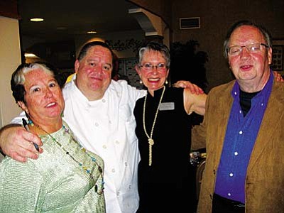 Celebrating a great auction in Oct. 2012 are Fran Levengood, Chef Jeff Stevens, Riba Sikorski, Sedona Winds Director, and Bill Levengood