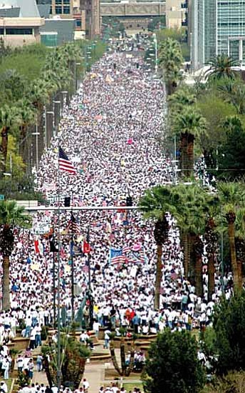 A 2010 march in protest of a new Arizona law aimed at those not in this country legally promised a big increase in Hispanic voting. But a new Census Bureau report suggests that has not happened.