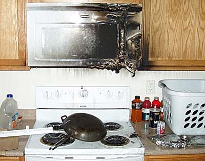 A kitchen in the VOC was damaged by a grease fire Sunday. Courtesy Gary Johnson, Sedona FD