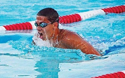 Swimmer Sean Williams races during the Cottonwood Clippers’ Jelly Bean Meet to kick off the season. In a friendly competition against the Prescott Pirates, Sean claimed two golds and a silver. VVN/Jon Pelletier