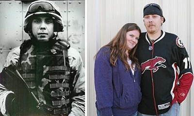 VVN/Bill Helm<br>
Camp Verde resident Dan Lewis, pictured with his wife Jennifer, served in the U.S. Army Infantry 11 Bravo. He served in Iraq from April 2003 to July 2004. (Photo at left courtesy Dan Lewis.)