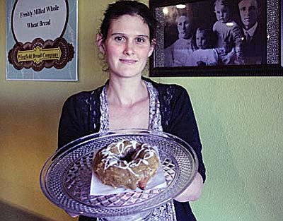 Wingfield Bread Company owner/baker Rachelle Pozza recently started making a coffee cream donut, with coffee icing drizzled with a touch of browned butter icing. Wingfield Bread Company also mixes espresso in its whole wheat pumpernickel loaf. VVN/Bill Helm