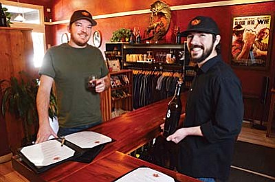 Justin Ove and Jason Dudley in the Arizona Stronghold tasting room in Old Town Cottonwood. VVN/Jon Pelletier
