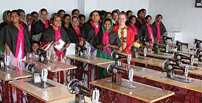 Cottonwood American Heritage Academy senior Kaitlyn Witt’s Senior Community Outreach Project took her to India to deliver foot pedal sewing machines for widows going to school at the Lighthouse Sewing School. Courtesy photo