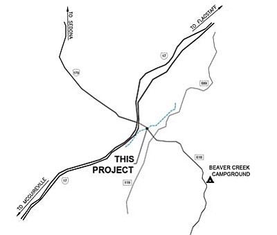 A one-lane bridge east of the intersection of Interstate 17 and State Route 179 is being replaced.