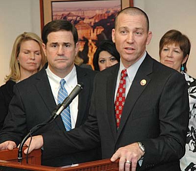 Greg McKay, named Tuesday by Gov. Doug Ducey to head the Department of <br /><br /><!-- 1upcrlf2 -->Child Safety, discusses the agency and how he intends to run it. (Capitol Media Services photo by Howard Fischer)<br /><br /><!-- 1upcrlf2 -->
