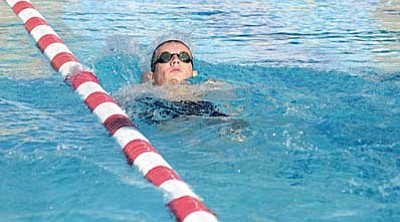 Gunner Tillemans swims during practice. Tillemans is one of the top boys  swimmers on this year’s A team. VVN/Derek Evans