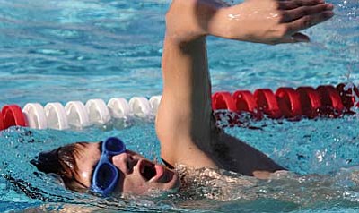 A Mingus swimmer gets his laps in during a Mingus swim practice early in the season. VVN photos by Greg Macafee