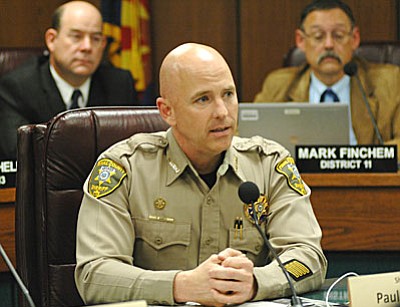 Pinal County Sheriff Paul Babeu says the problems from a lack of a secure border go beyond drug smuggling and crime. He said it creates a national security threat from terrorists. (Capitol Media Services photo by Howard Fischer)