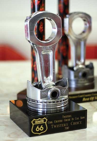 Ryan Williams/WGCN<br>
A total of 36 trophies, including the Twisters’ Choice award pictured above, will be awarded during this years Cruise-In.