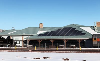 Ryan Williams/WGCN<br>
Grand Canyon Railway recently installed solar photovoltaic panels on the roof of the Grand Depot Cafe.