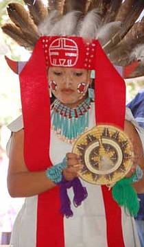 Alycia Honawa of the Nuvatukya’ovi Sinom Dance Group performs during a past Hopi show. Photo/Michele Mountain