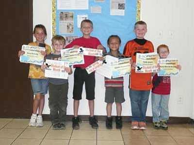 From left: Riley McNelly (third grade), Ethan Jenks (kindergarten), Caden Funderburg (fourth grade), Quintin Hernandez (second grade), Cody Jensen (fifth grade) and Avery Morrell-Strange (first grade) are the Williams Elementary-Middle School September Students of the Month. The News congratulates them all for their achievement. Submitted photo
