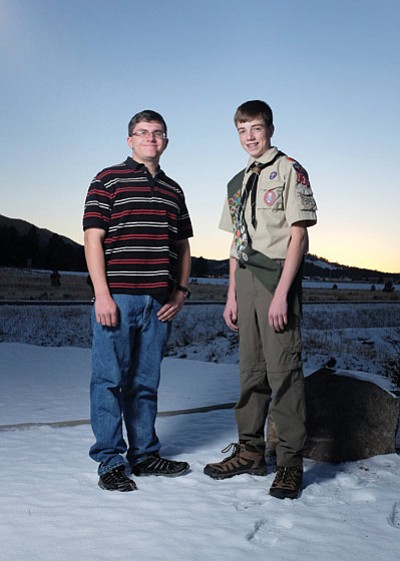 Jeff Ellico (left) and Braden Heap recently earned the Eagle Scout rank. Ryan Williams/WGCN