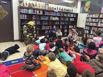 On Feb. 23 Williams Fire Department Captain Kopicky and firefighter Esperanza taught safety at Williams Elementary-Middle School.  Photo/courtesy of Williams Fire Dapartment