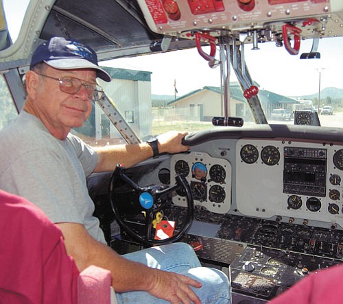 <br>Patrick Whitehurst/WGCN<br>
Hans Lauridsen sits in the cockpit of his 1953 Grumman Albatross at the H.A. Clark Memorial Airfield in Williams.