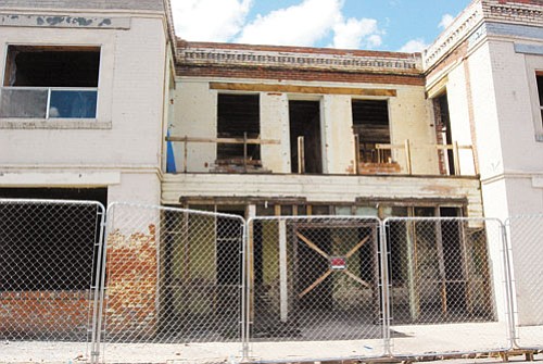 <br>Patrick Whitehurst/WGCN<br>
Restoration work continues on the old El Pinado Hotel on Second Street. Property owners Dennis and Pam Dreher plan to call the revitalized historic building The Cottage Hotel and said they plan to offer apartments and commercial space within the building.