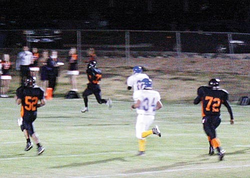<br>Ryan Williams/WGCN<br>
Tyler Krombeen runs to the end zone. Krombeen carried the ball eight times for 170 yards.