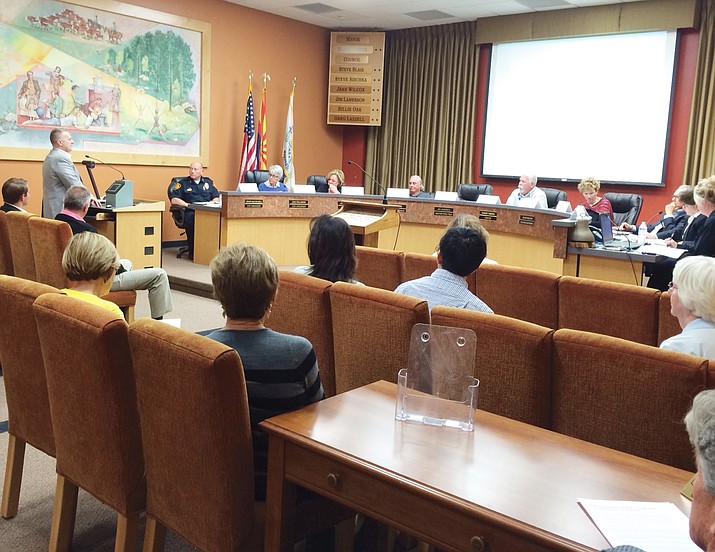 Prescott City Attorney Jon Paladini explains the requirements of the Arizona Open Meeting Law, as well as the U.S. Fair Housing Act, to members of the new Mayor’s Ad Hoc Committee on Structured Sober Living Homes during the first meeting of the group on March 10.
