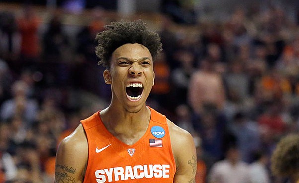 Syracuse’s Malachi Richardson reacts during the regional finals against Virginia on Sunday, March 27, in Chicago. 