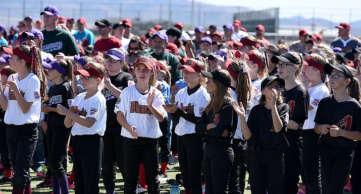 More than 45 teams and some 580 athletes converged on Bob Pavlich Field in Prescott Valley on Saturday, April 2, for Prescott Valley Little League’s 2016 opening ceremony. The season officially begins on Monday, April 4, at Mountain Valley Park. (Matt Hinshaw/The Daily Courier)