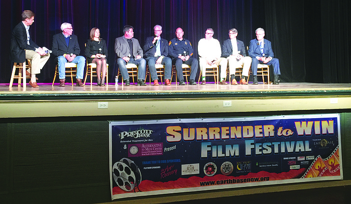 An eight-member panel discussed the opening film at the Surrender to Win film festival over the weekend.