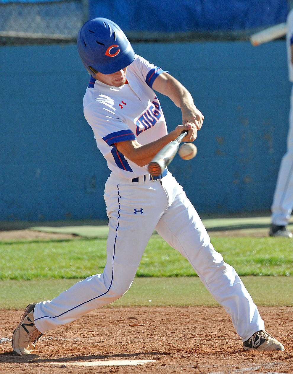Chino Valley's John Gilbert (11) makes contact with a ball Tuesday afternoon April 19, 2016 while playing their last regular season home game against Mohave at Chino Valley High School. (Matt Hinshaw/The Daily Courier)