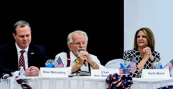 Candidates for U.S. Senate Alex Meluskey, Clair Van Steenwyk and Dr. Kelli Ward attended the Republican Women of Prescott meeting April 12.