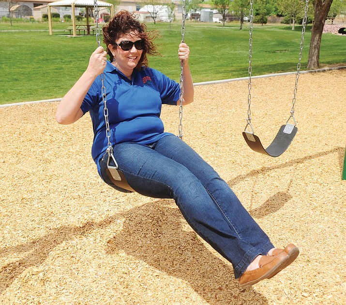 Jessica Compton enjoys a swing at Antelope Park in Prescott Valley.  