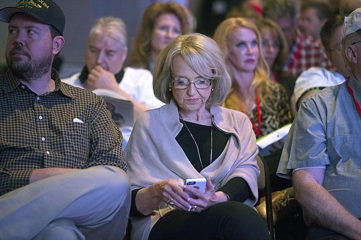 Former Gov. Jan Brewer attends the Arizona Republican 2016 state convention at the Mesa Convention Center Saturday,  April 30.