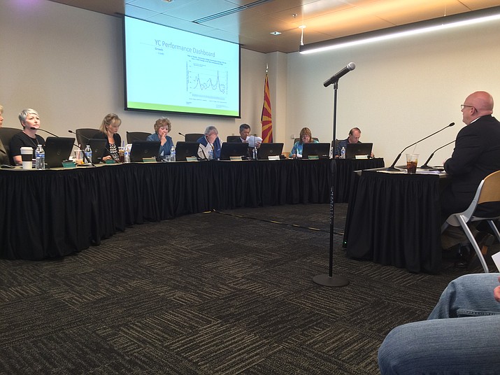 Yavapai College Vice President for Finance and Administration Clint Ewell presents an overview of the Yavapai College District budget for fiscal year 2016-17 to the governing board. 