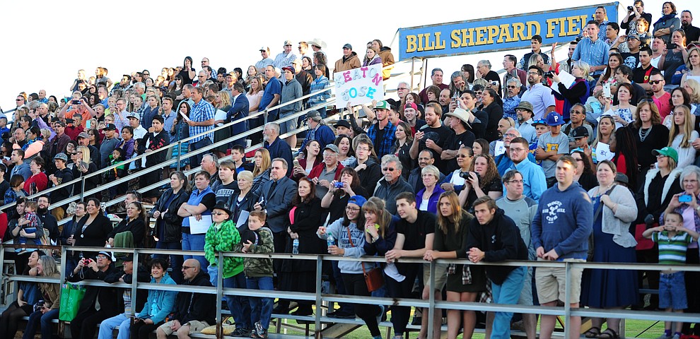 Well wishers filled the Bill Shepard Field stands as Prescott High School holds their Commencement Ceremony for the Class of 2016 on May 27, 2016.  (Les Stukenberg/The Daily Courier)