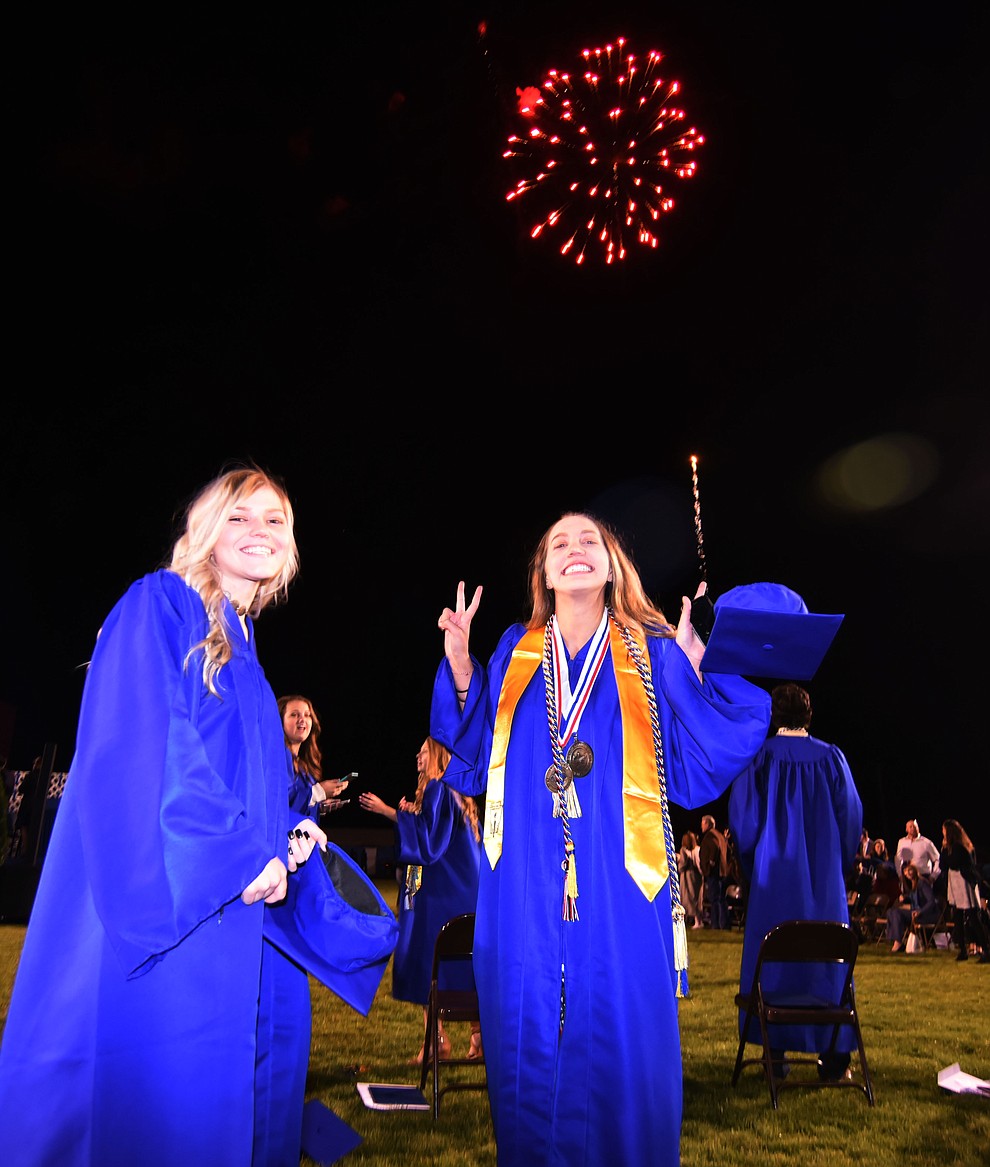 Graduates celebrate as Prescott High School holds their Commencement Ceremony for the Class of 2016 on May 27, 2016.  (Les Stukenberg/The Daily Courier)