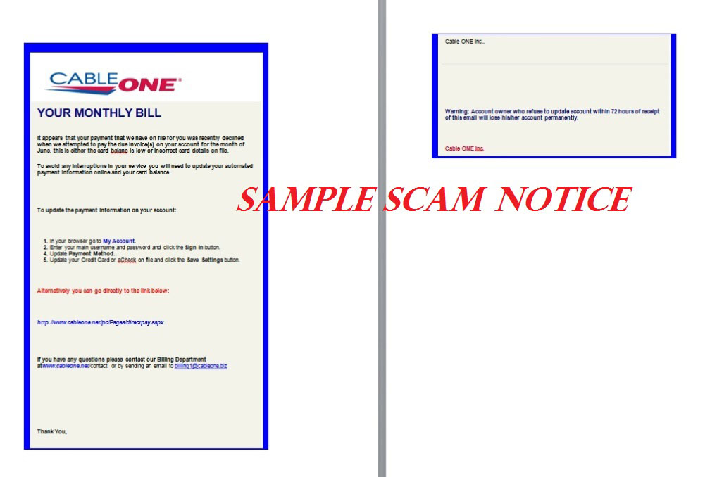 Phishing scam targeting Cable One customers The Daily Courier