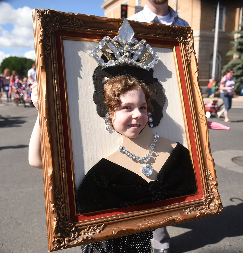 All dressed up and framed in the 75th annual Kiwanis Kiddie Parade through downtown Prescott Friday morning. (Les Stukenberg/The Daily Courier)