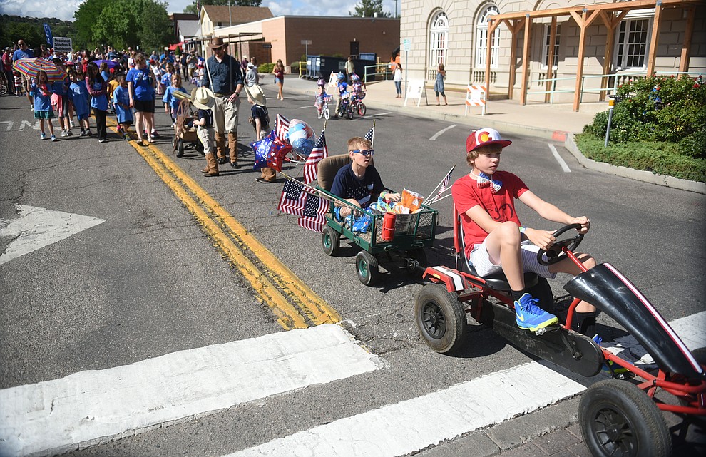 Heading down Cortez Street during the 75th annual Kiwanis Kiddie Parade through downtown Prescott Friday morning. (Les Stukenberg/The Daily Courier)