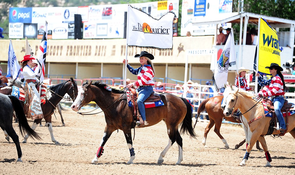 during the final performance of the 2016 Prescott Frontier Days Rodeo Monday afternoon. (Les Stukenberg/The Daily Courier)
