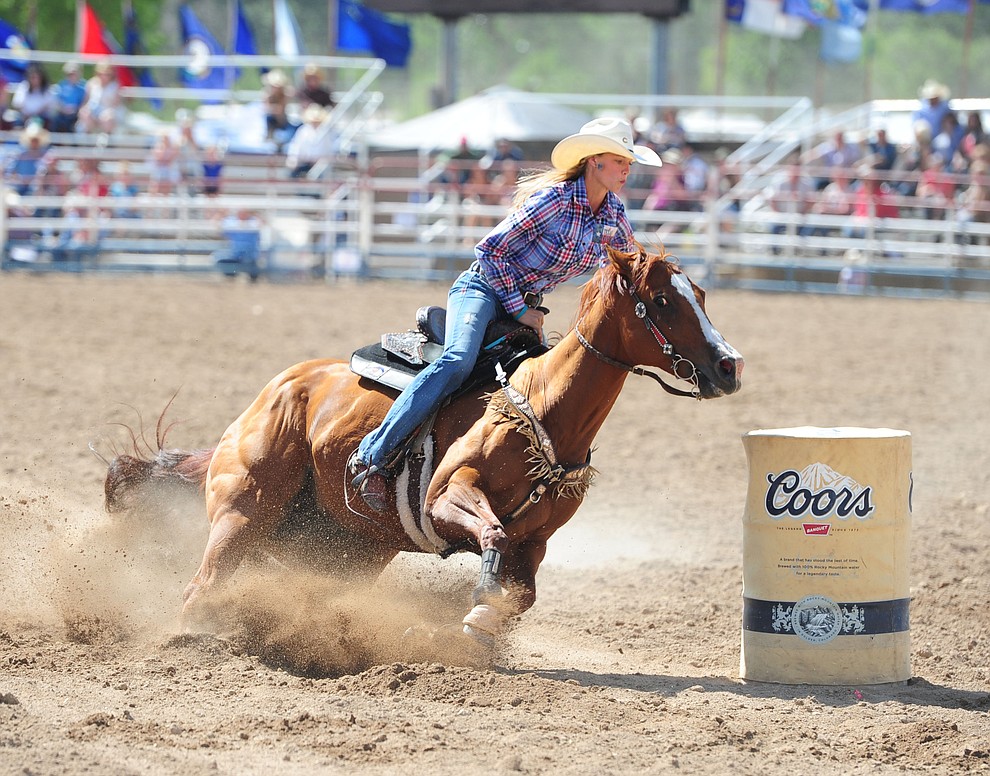 Sarah Rose McDonald had a 17.94 second run during the final performance of the 2016 Prescott Frontier Days Rodeo Monday afternoon. (Les Stukenberg/The Daily Courier)