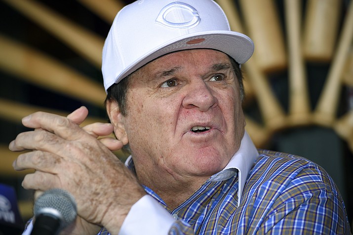 In this Dec. 15, 2015, file photo, former baseball player and manager Pete Rose speaks at a news conference in Las Vegas. Rose on Wednesday sued the lawyer whose investigative report got him kicked out of baseball for gambling, alleging the lawyer defamed him last year.