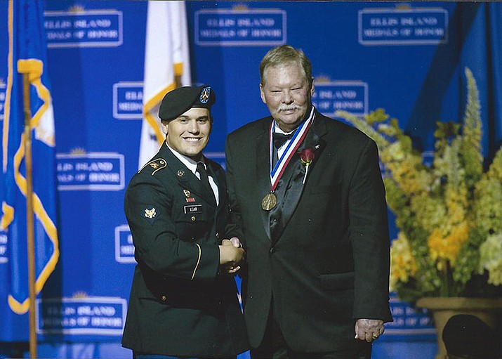 Frank receiving the Ellis Island Medal of Honor award.