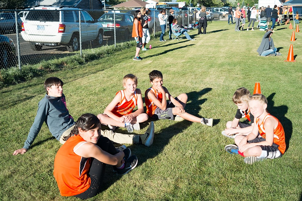 Williams Middle School Cross Country team takes a break. 