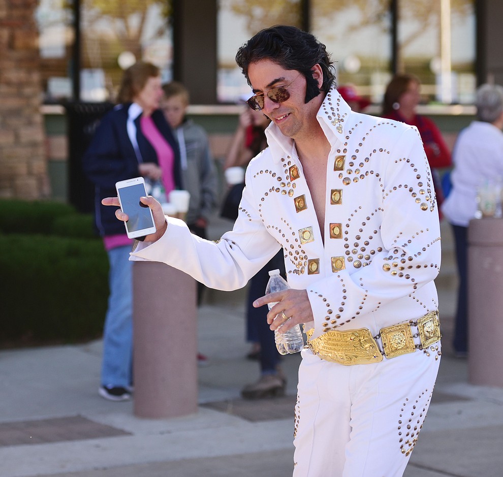 Elvis (aka Steve Henning) at the Donald Trump for President Rally in the Prescott Valley Event Center Tuesday, October 4, 2016. (Les Stukenberg/The Daily Courier)